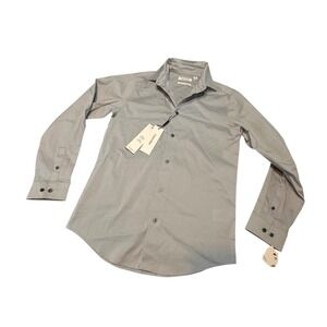 Calvin Klein Boys Silver Metal Slim Fit Stretch Dress Shirt Size 16